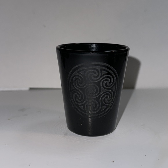 Six Libbey Black Shot Glasses - etched design on each - Picture 2 of 5